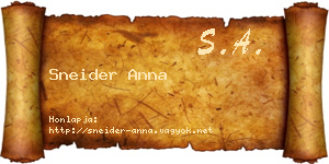 Sneider Anna névjegykártya